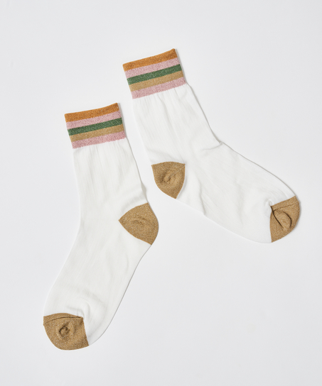 Top Lurex-Socken Rib, Wei&szlig;
