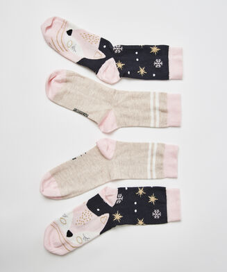 2 Paires de Chaussettes en Coton, Bleu