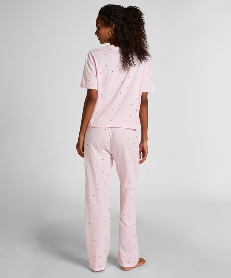Pyjama en coton imprimé, Rose