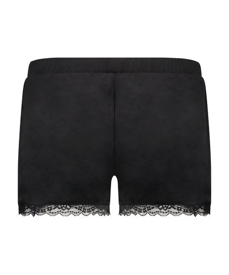 Shorts Velours Lace, Schwarz