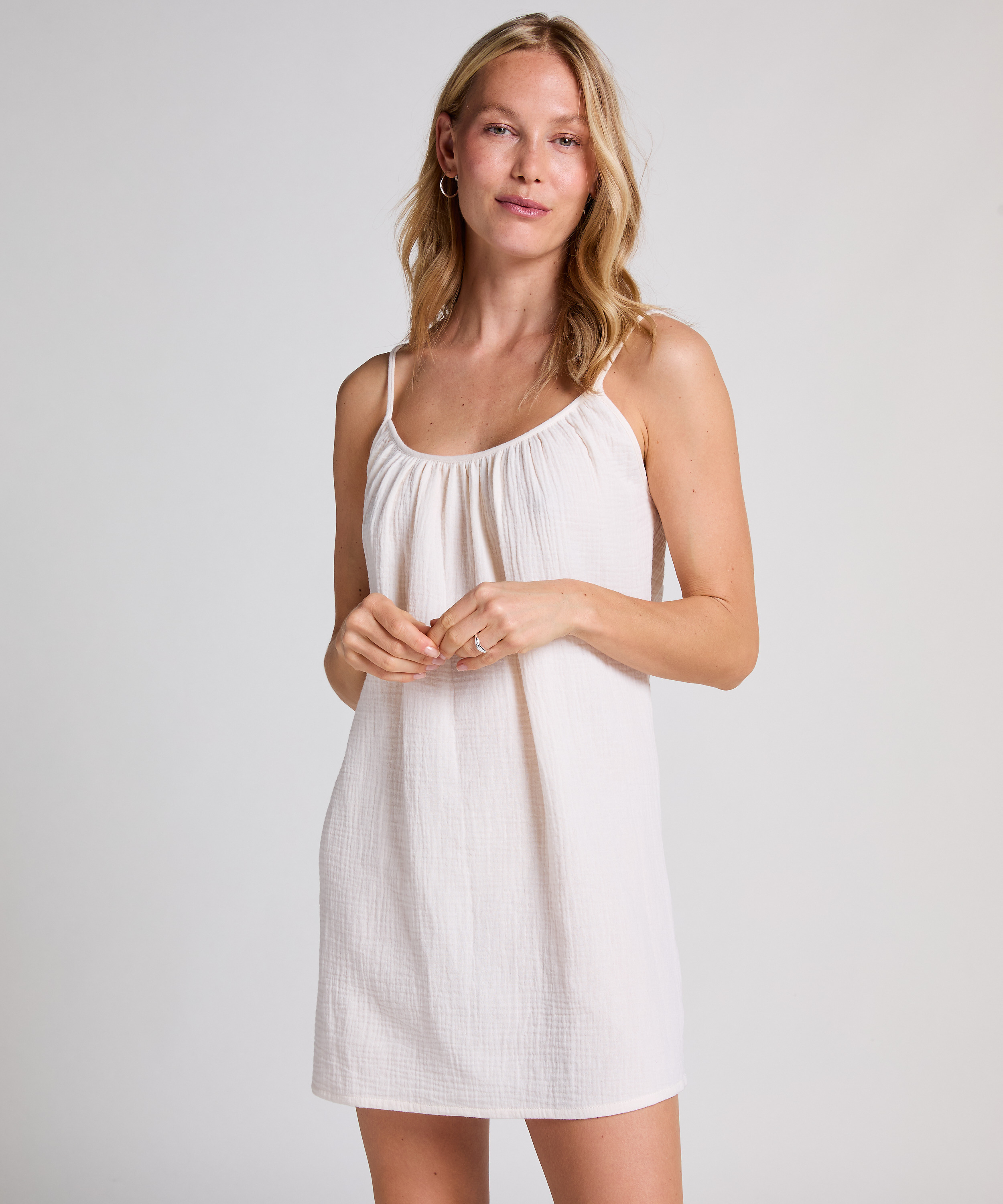 Musselin-Slipdress, Weiß, main