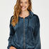 Hoodie-Jacke aus Samt, Blau
