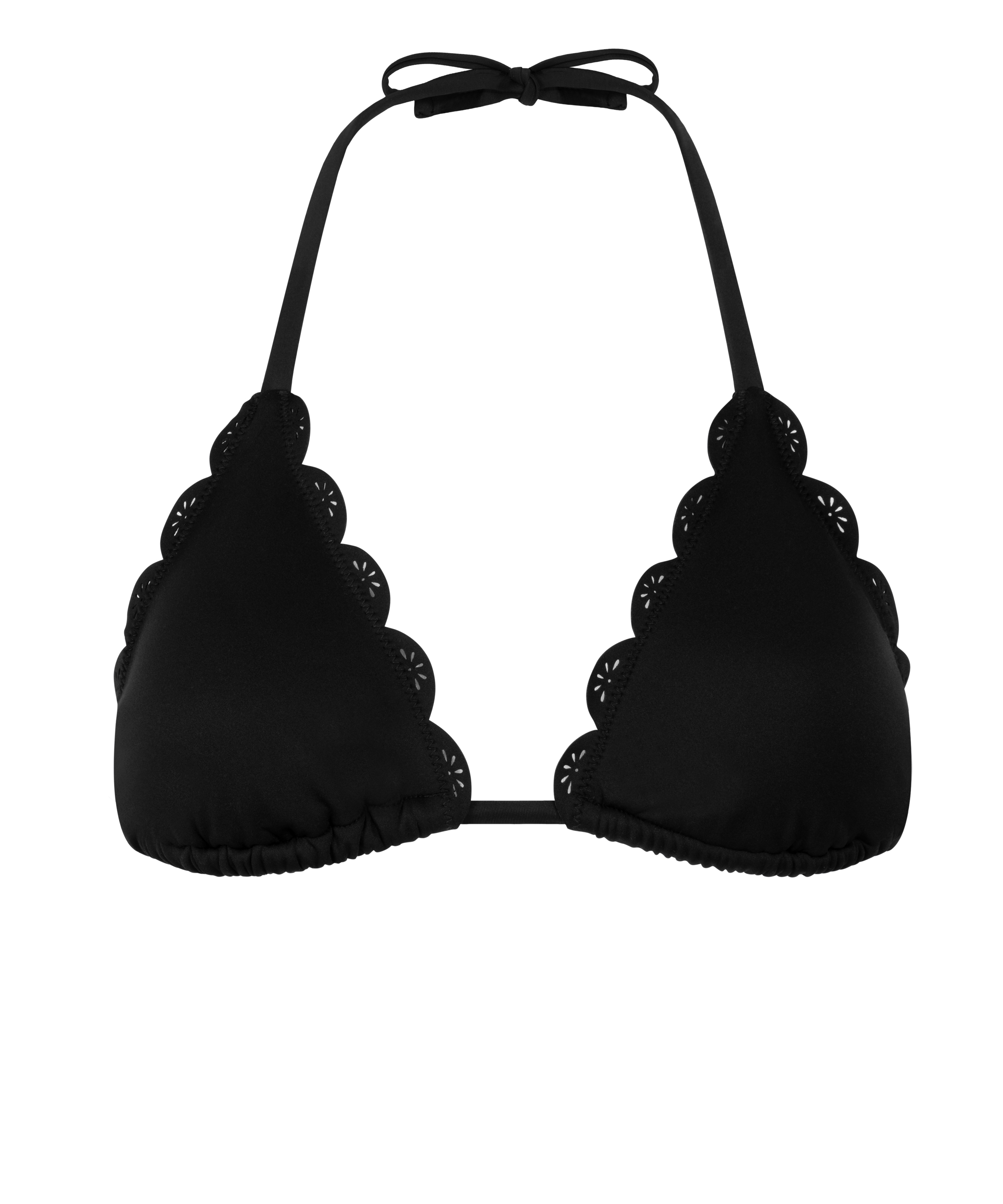 Haut de bikini triangle &agrave; fleurs Scallop, Noir, main