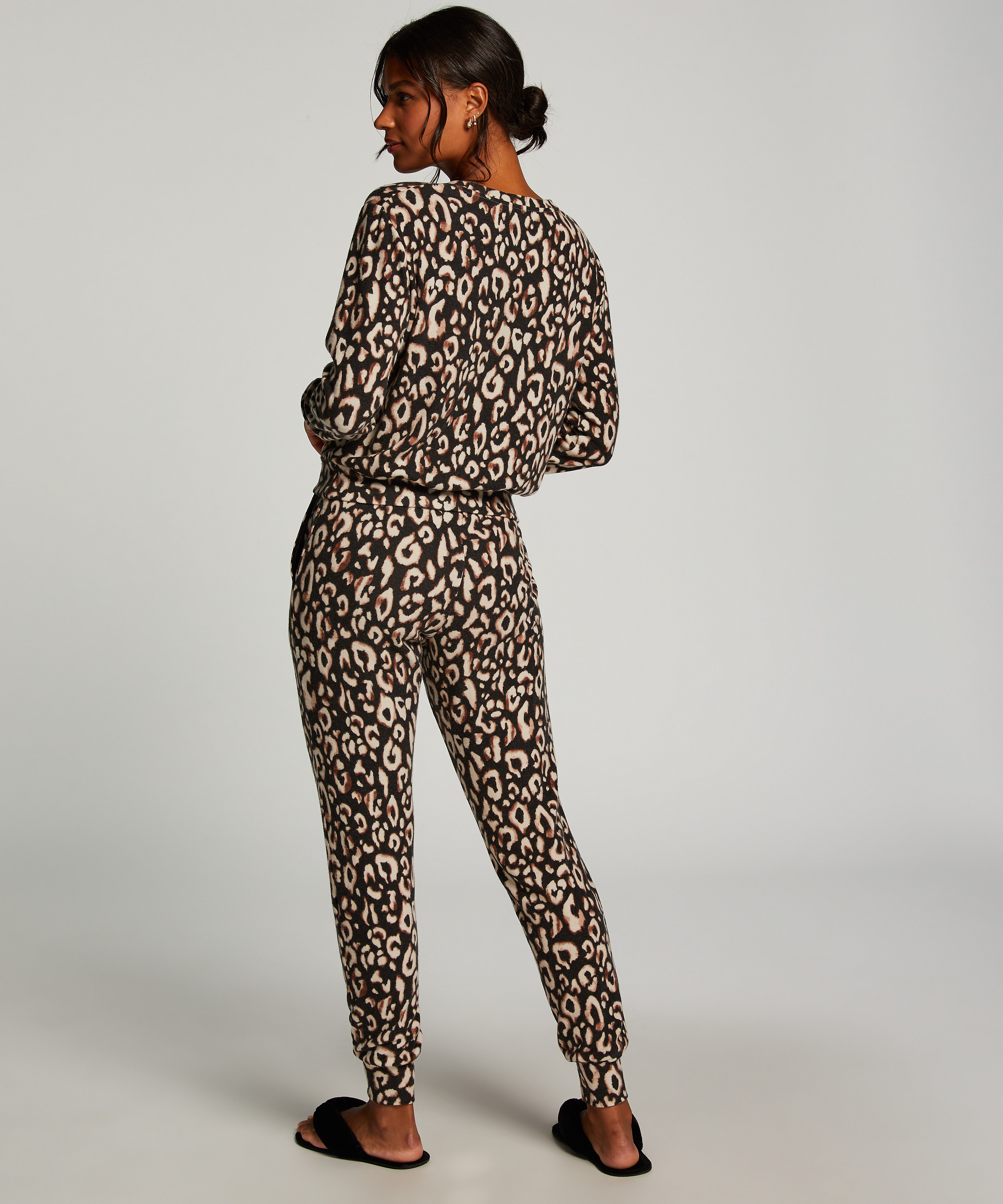 Langarm-Pyjamatop Jersey, Schwarz, main