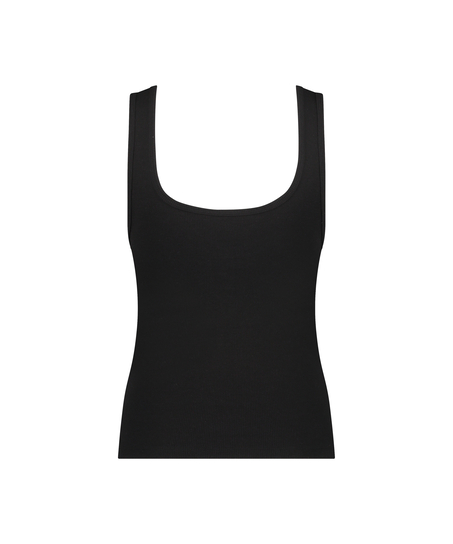 Kurz&auml;rmeliges Waffle-Top, Schwarz