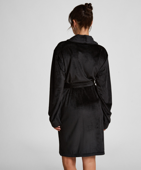 Peignoir court Velours, Noir