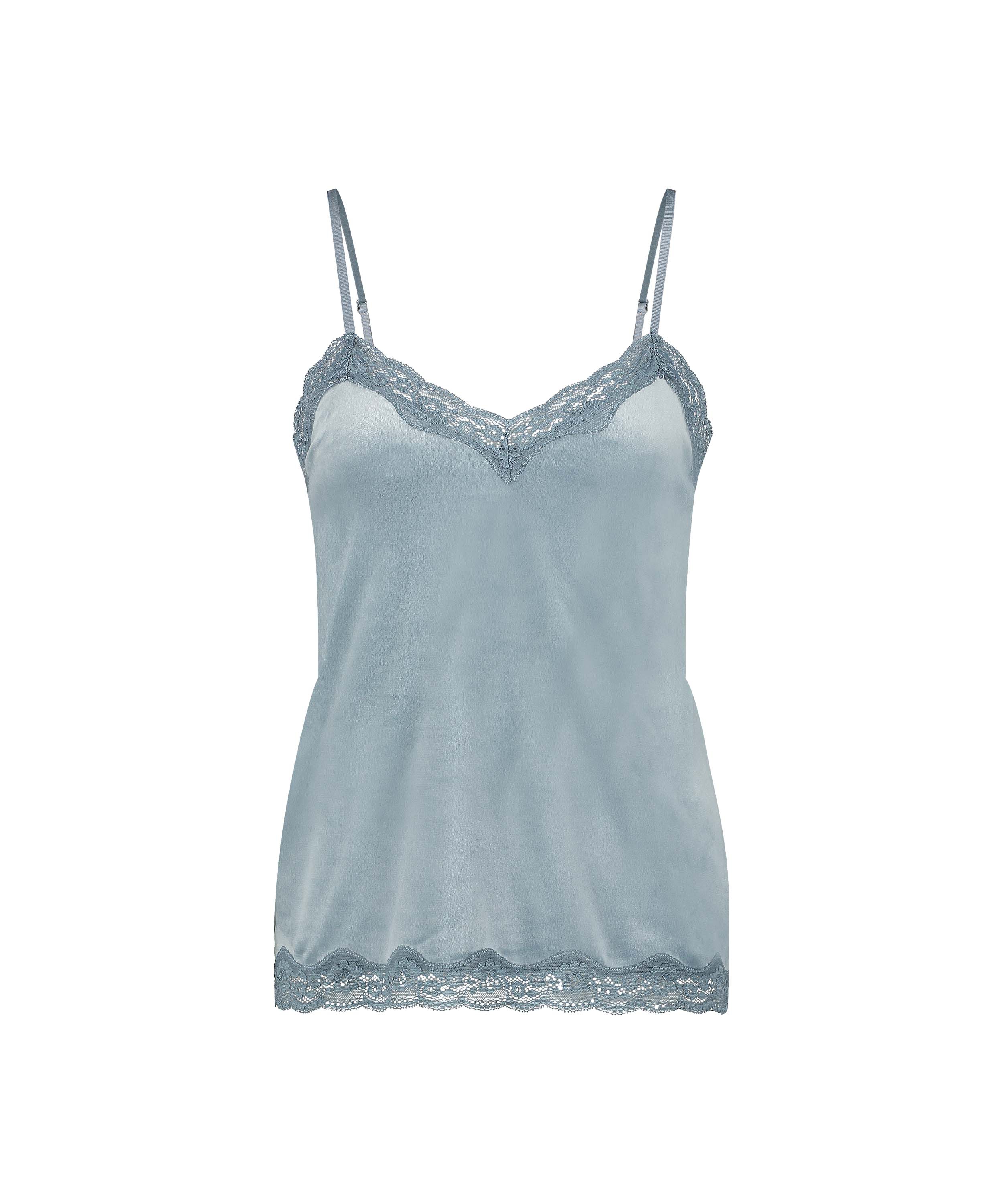 Cami Top Velours Lace, Blau, main