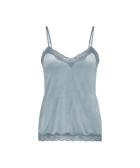 Cami Top Velours Lace, Blau