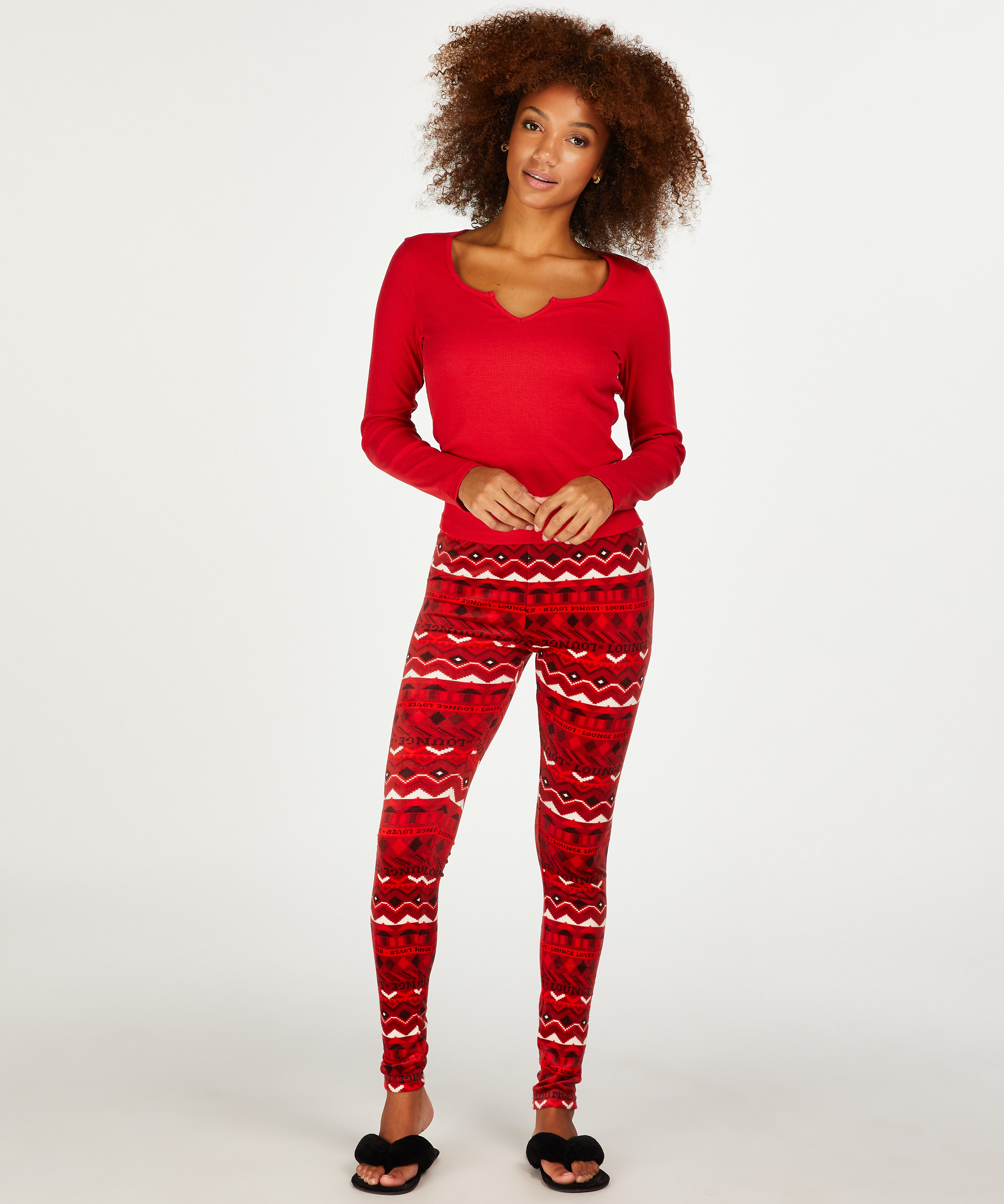 Velours-Leggings, Rot, main