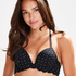 Vorgeformtes Push-up Bügel-Bikinitop Scallop Cup A - E, Schwarz