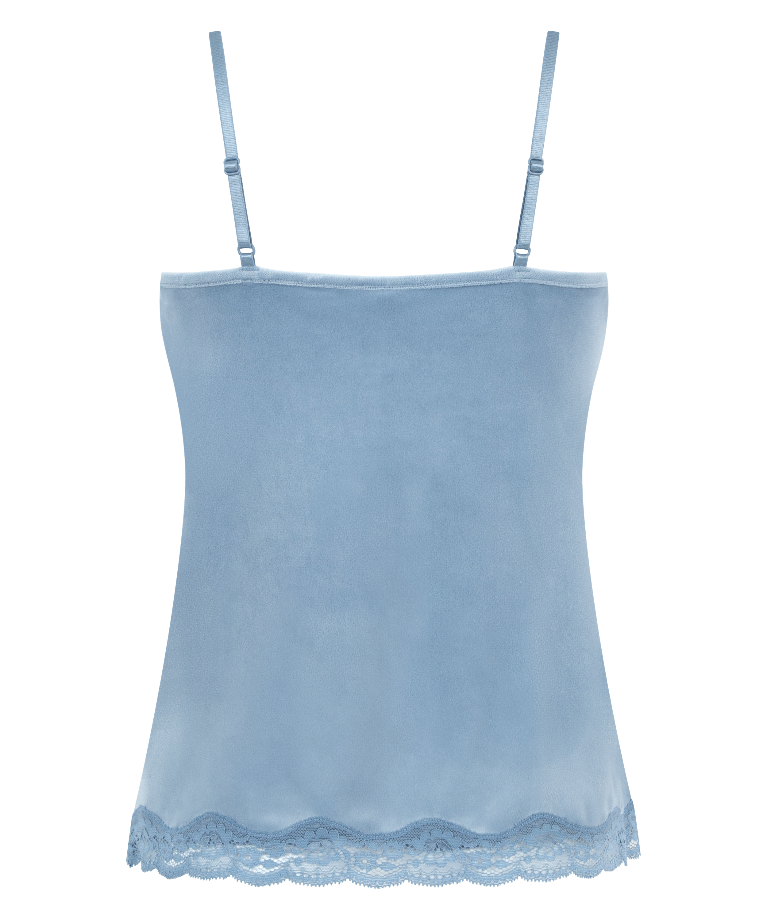 Camisole velours Dentelle, Bleu, main