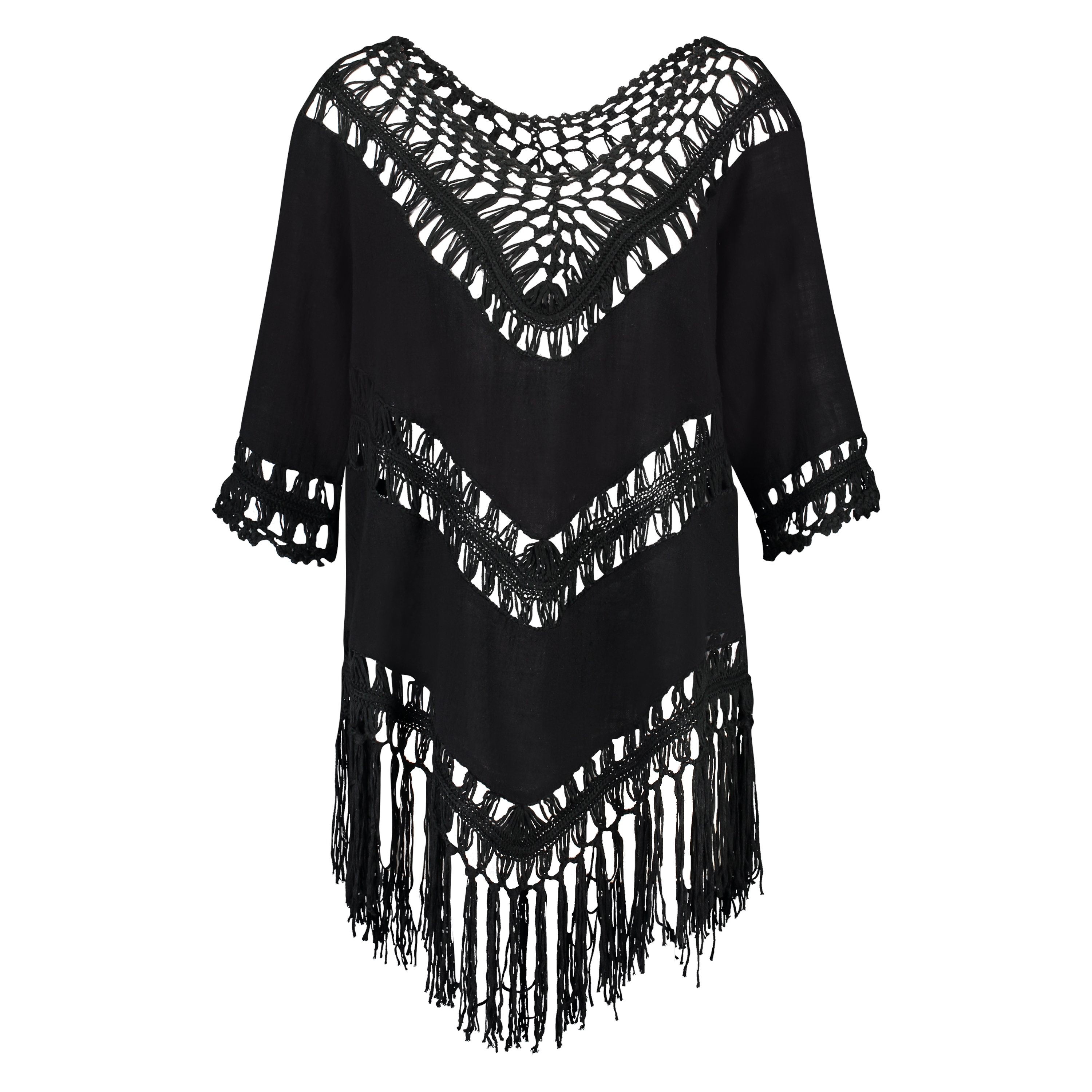 Fringe Tunika, Schwarz, main