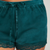 Shorts aus Velours mit Spitze, Blau