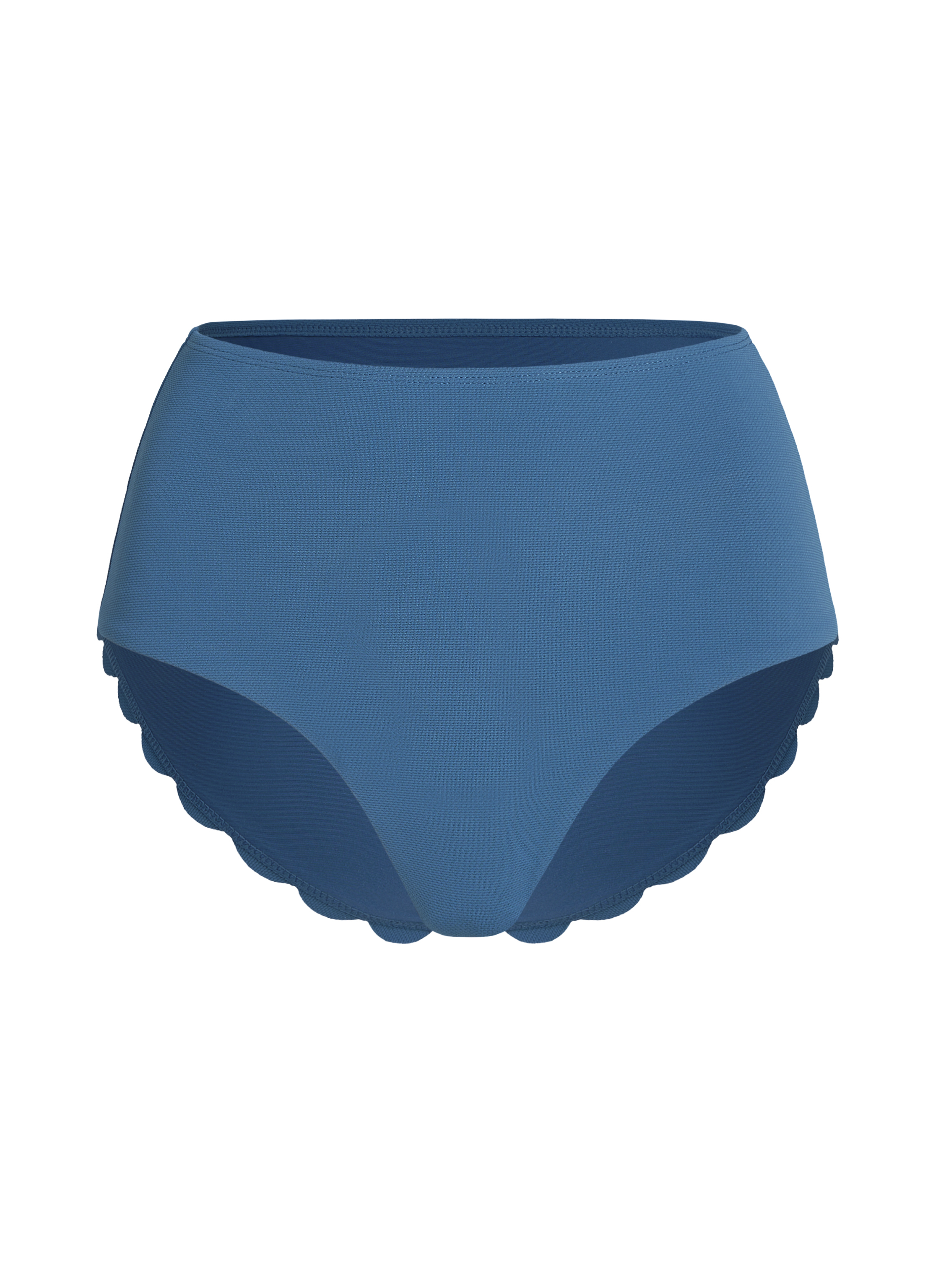 Scallop High-Waist Rio-Bikini-Unterteil, Blau, main