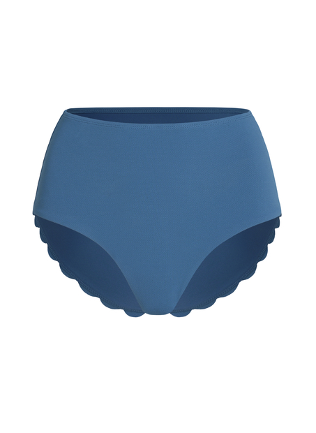 Scallop High-Waist Rio-Bikini-Unterteil, Blau
