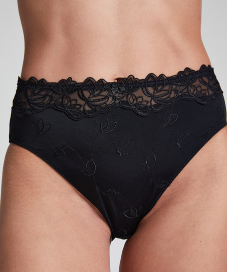 Hochgeschnittener Slip Diva, Schwarz