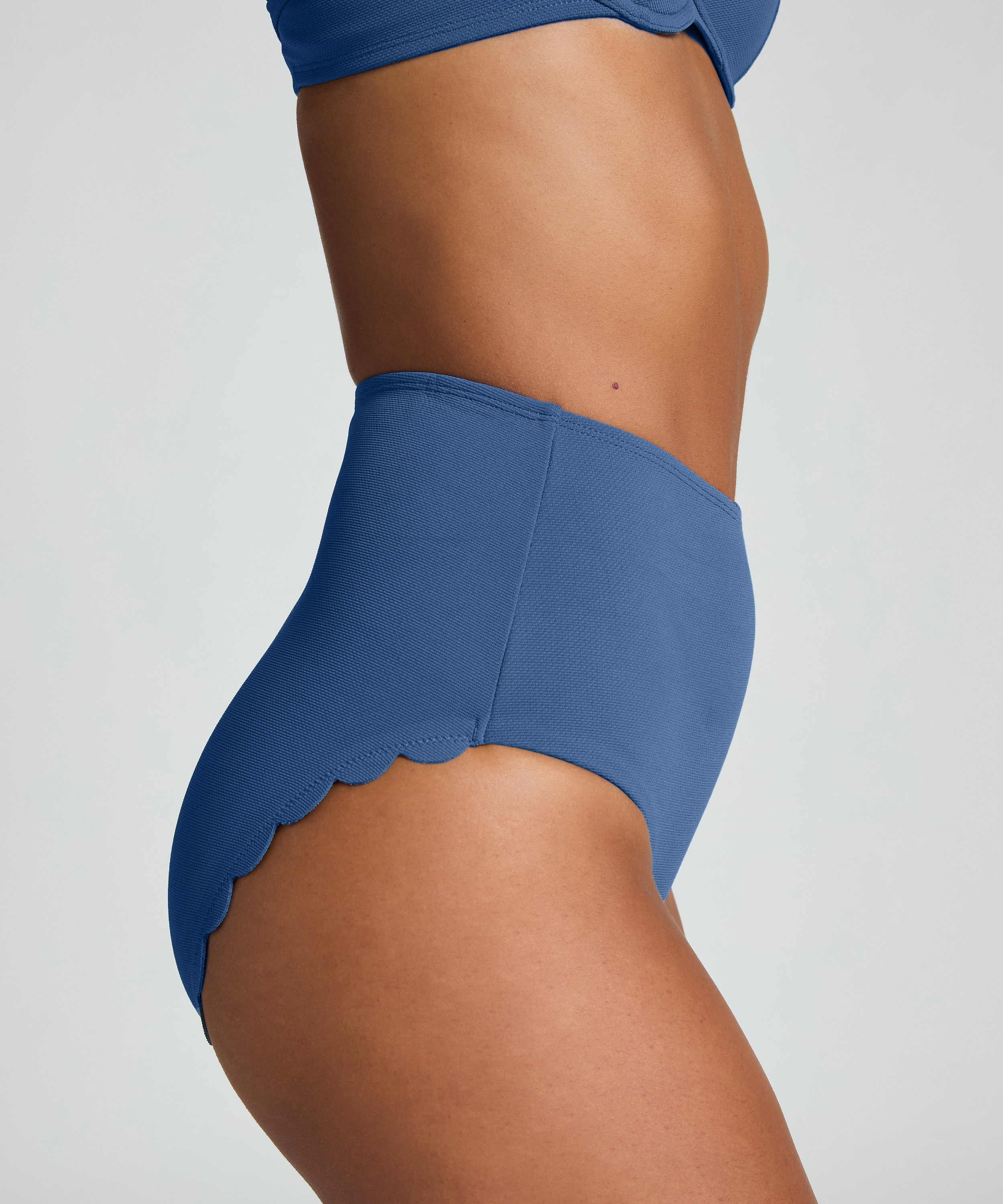 Scallop High-Waist Rio-Bikini-Unterteil, Blau, main