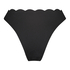 Bikini Slip mit hohem Beinausschnitt Scallop, Schwarz