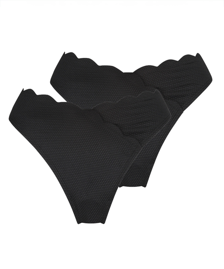 2er-Pack Bikini-Hose Scallop, Schwarz