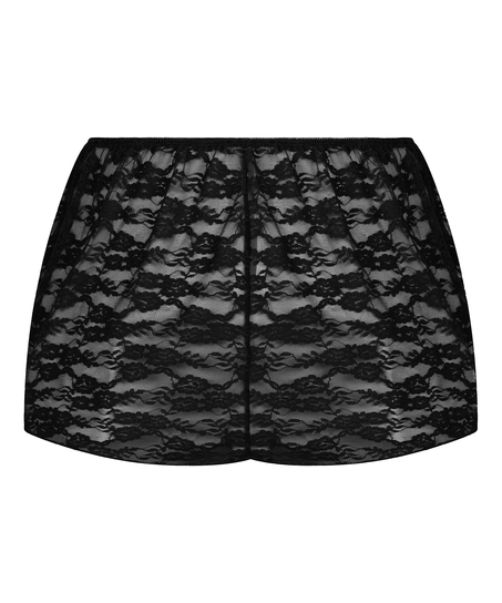 Shorts aus Allover-Spitze, Schwarz