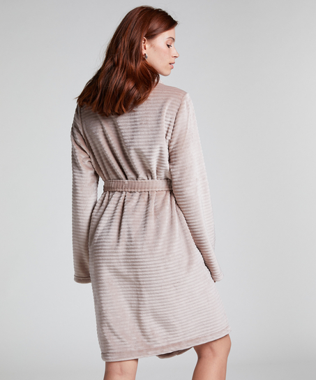 Kurzer Bademantel Fleece Rip, Beige