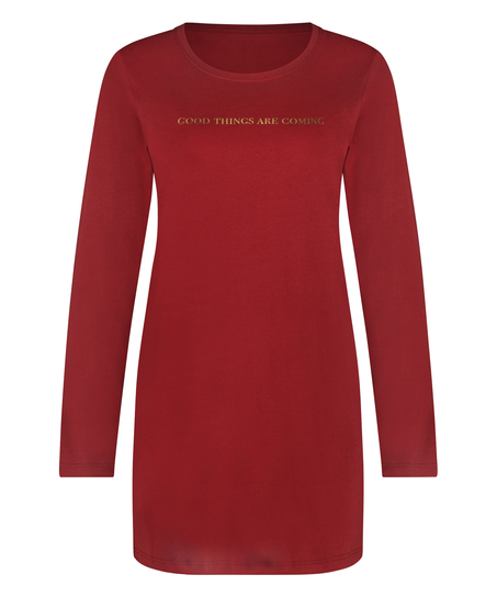 Chemise de nuit col rond, Rouge
