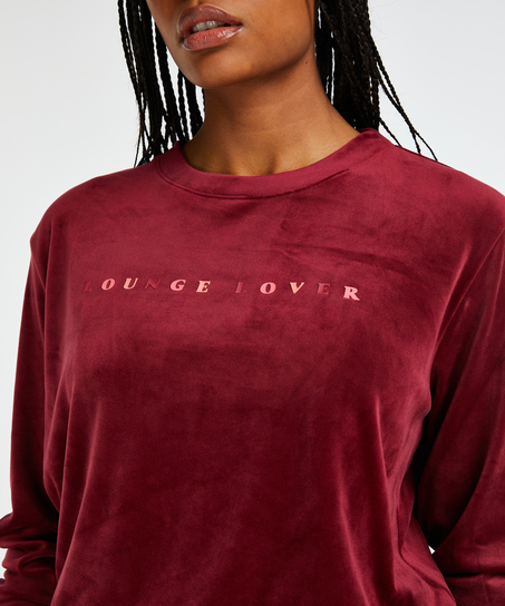 Lang&auml;rmeliges Top aus Velours, Rot