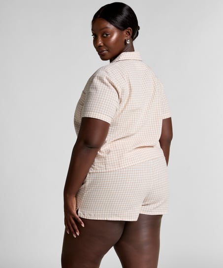 Veste en lin &agrave; carreaux, Blanc