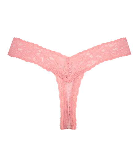 String taille extra basse en coton, Rose
