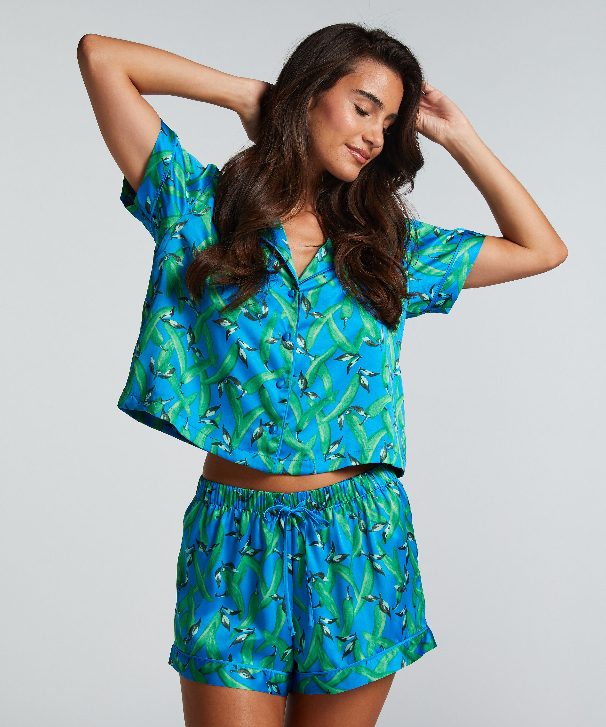 Short de pyjama Satin, Bleu