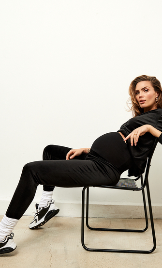 Pantalons de survêtement de maternité en velours Shimmer, Noir