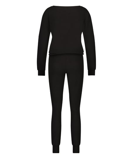 Pyjama Waffle Placket, Noir