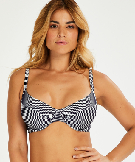 Nicht vorgeformtes Bügel-Bikini-Top Ruffle, Blau