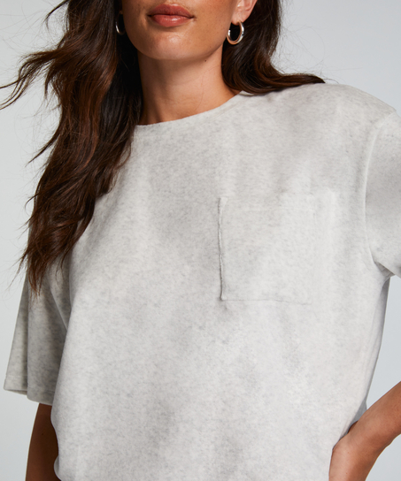 Top velours manches courtes, Gris