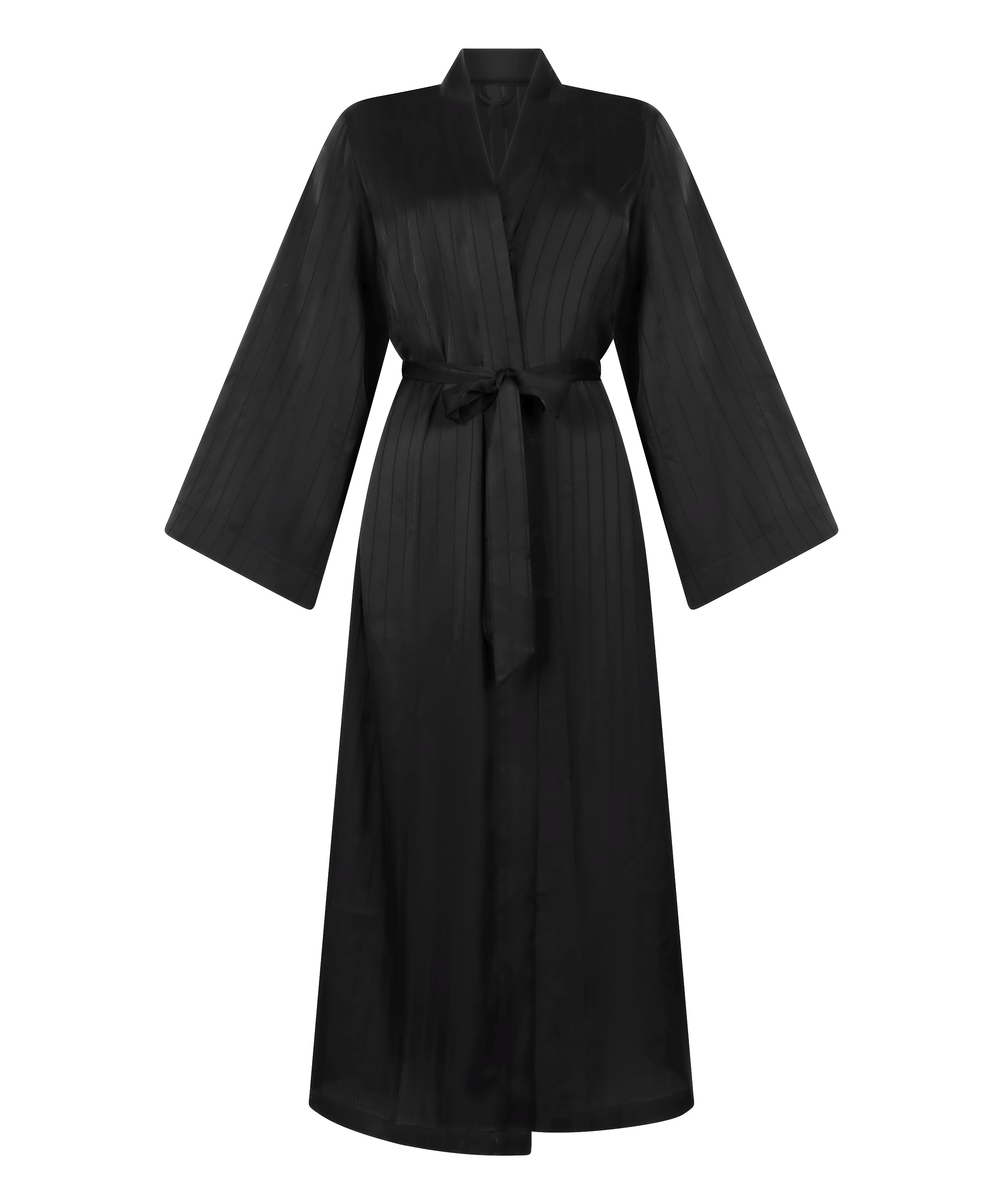 Kimono à rayures en satin, Noir, main
