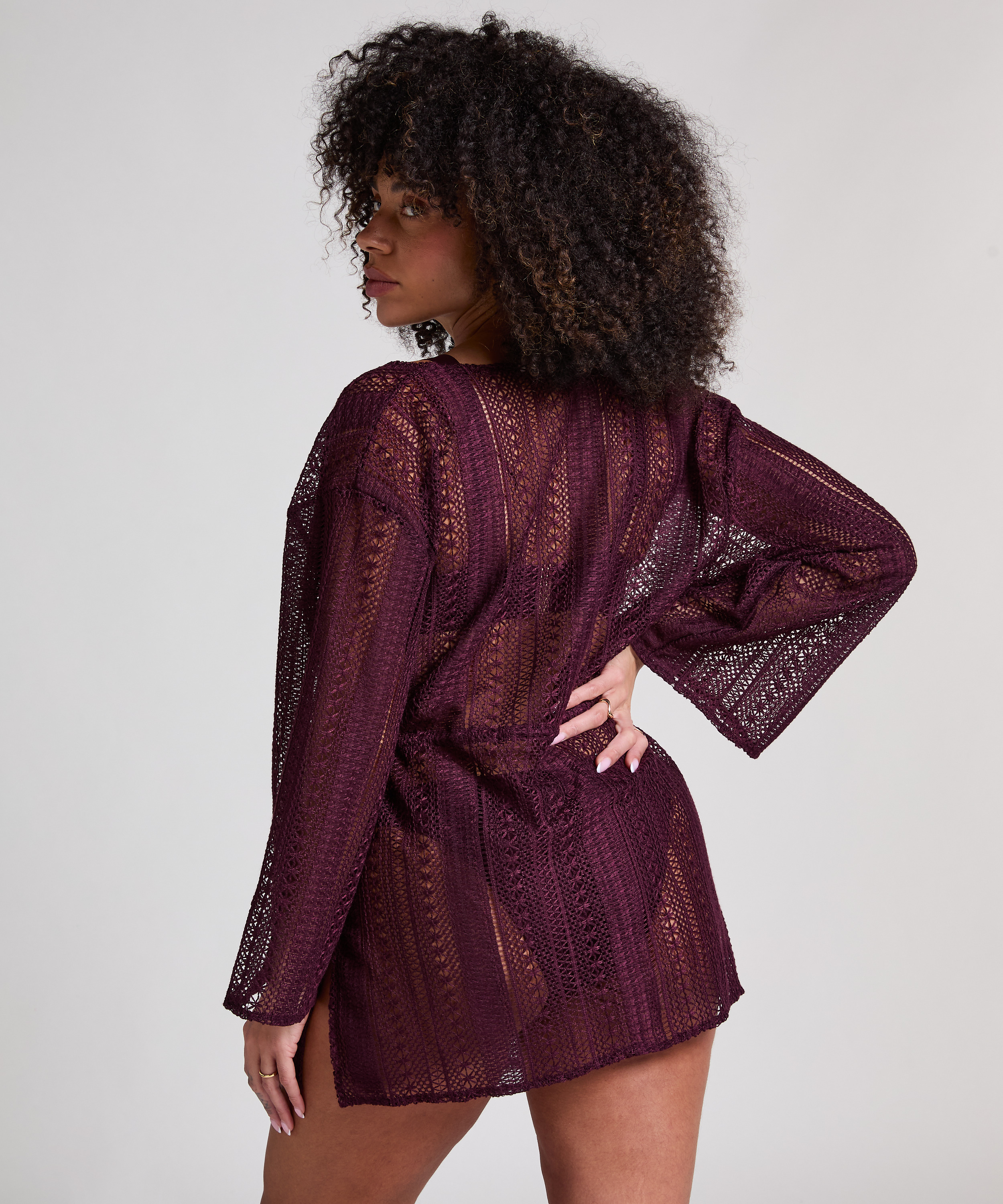 Caftan de plage en crochet, Violet, main