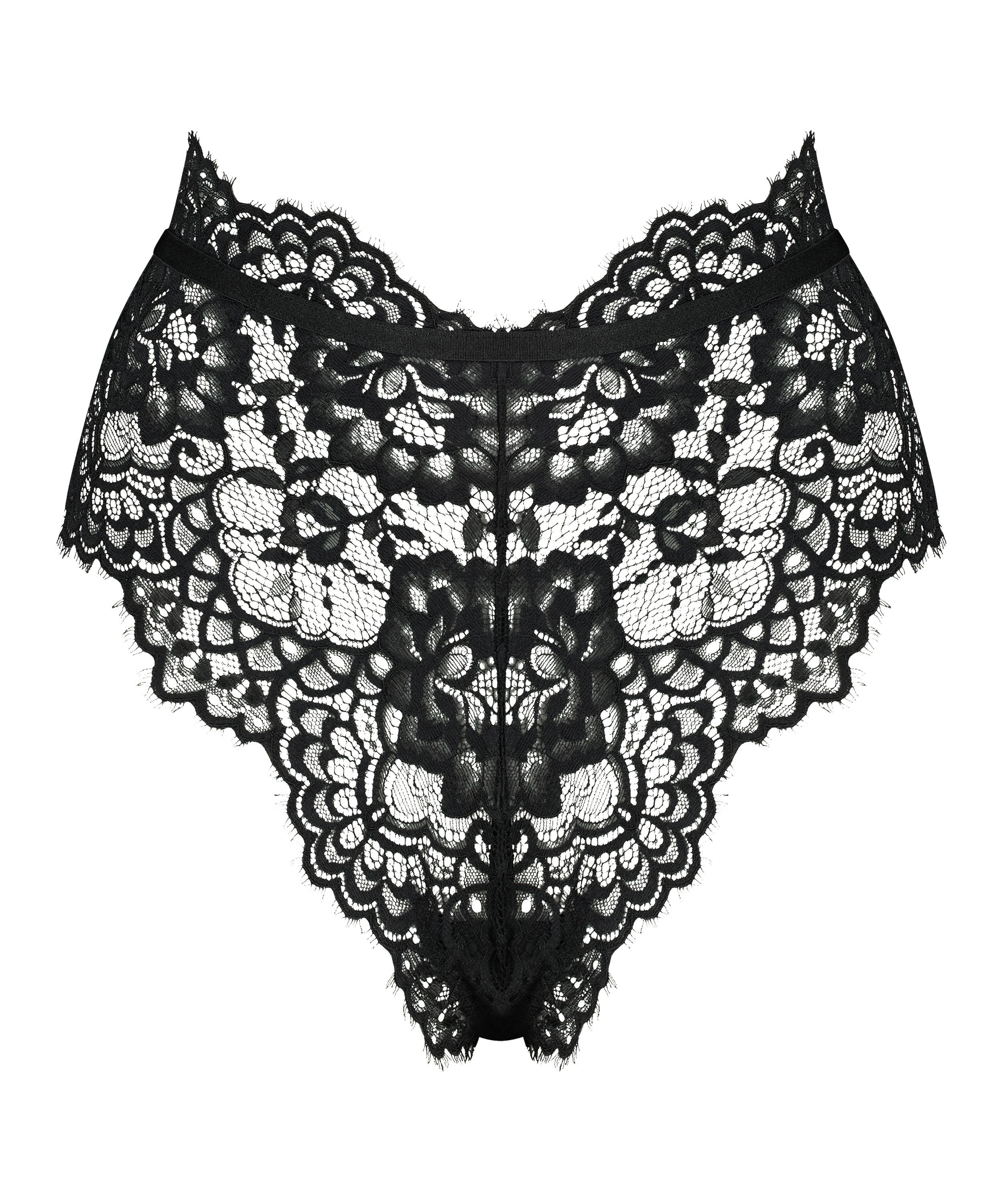 Slip brésilien jambe haute Marilyn, Noir, main