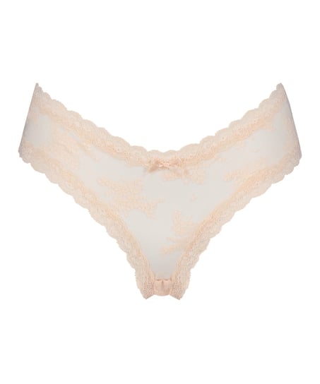 Slip br&eacute;silien V-shape mesh, Rose