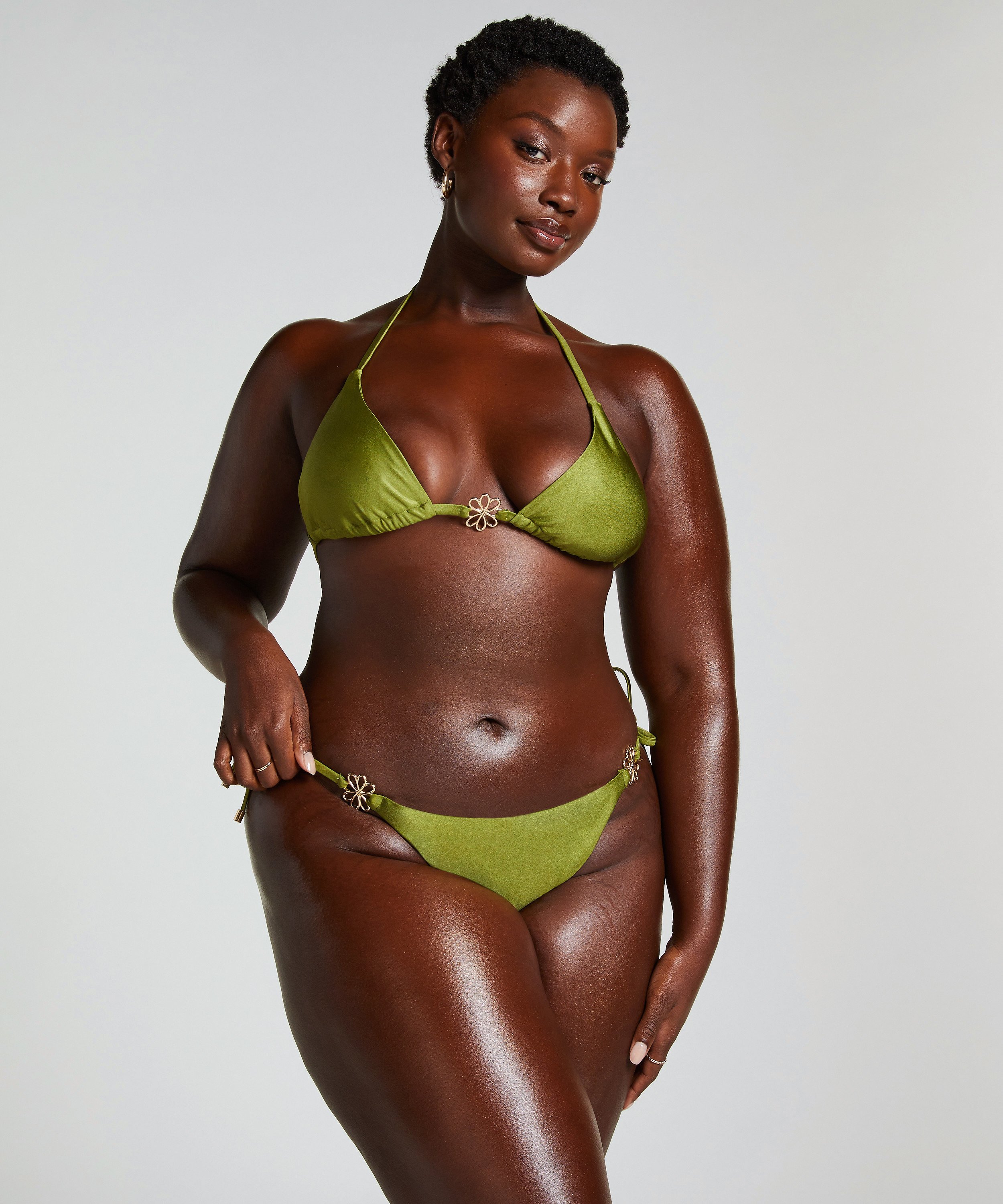 Slip de Bikini Échancrés Yucatan, Vert, main