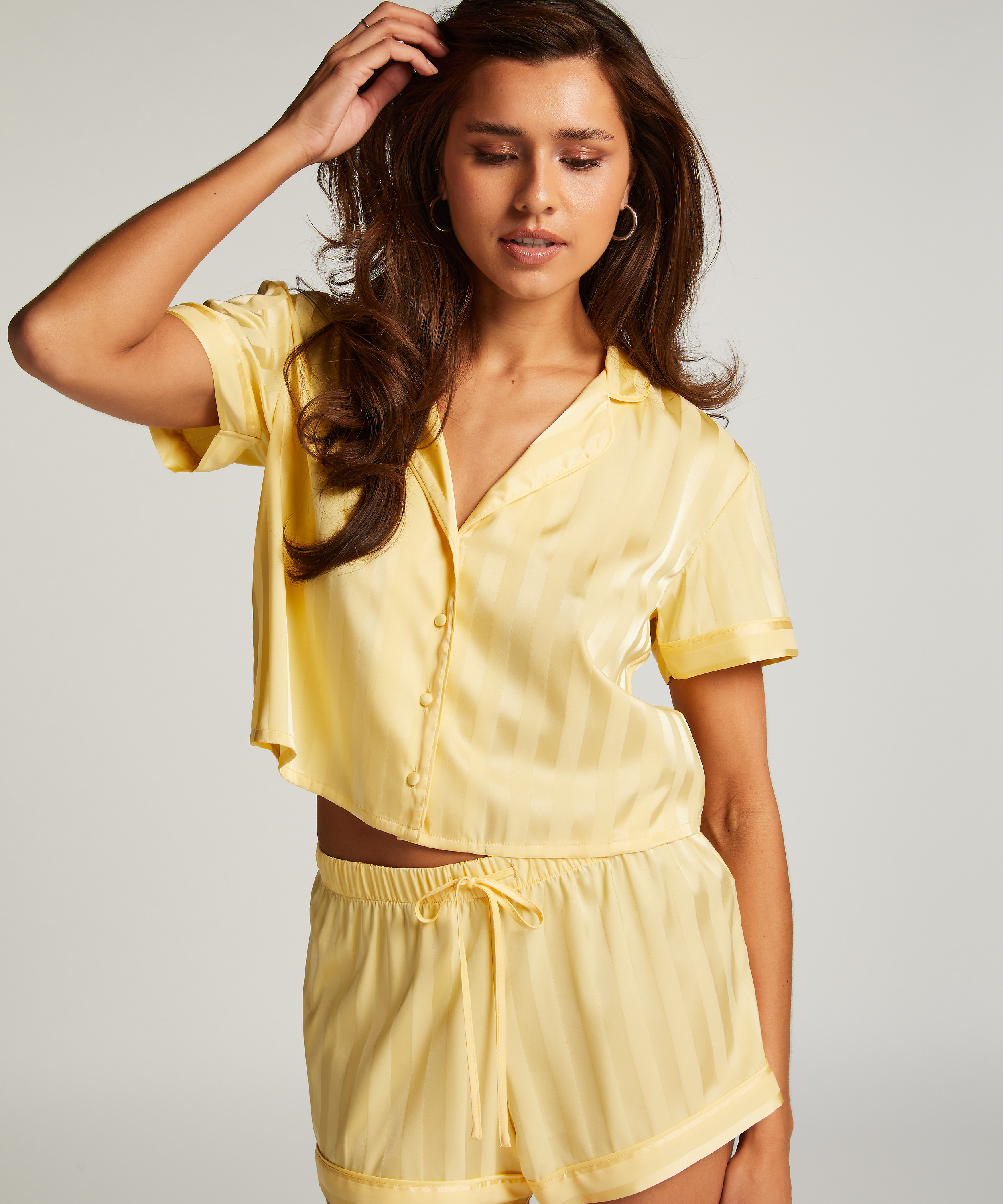 Pyjama-Set Satin, Gelb, main