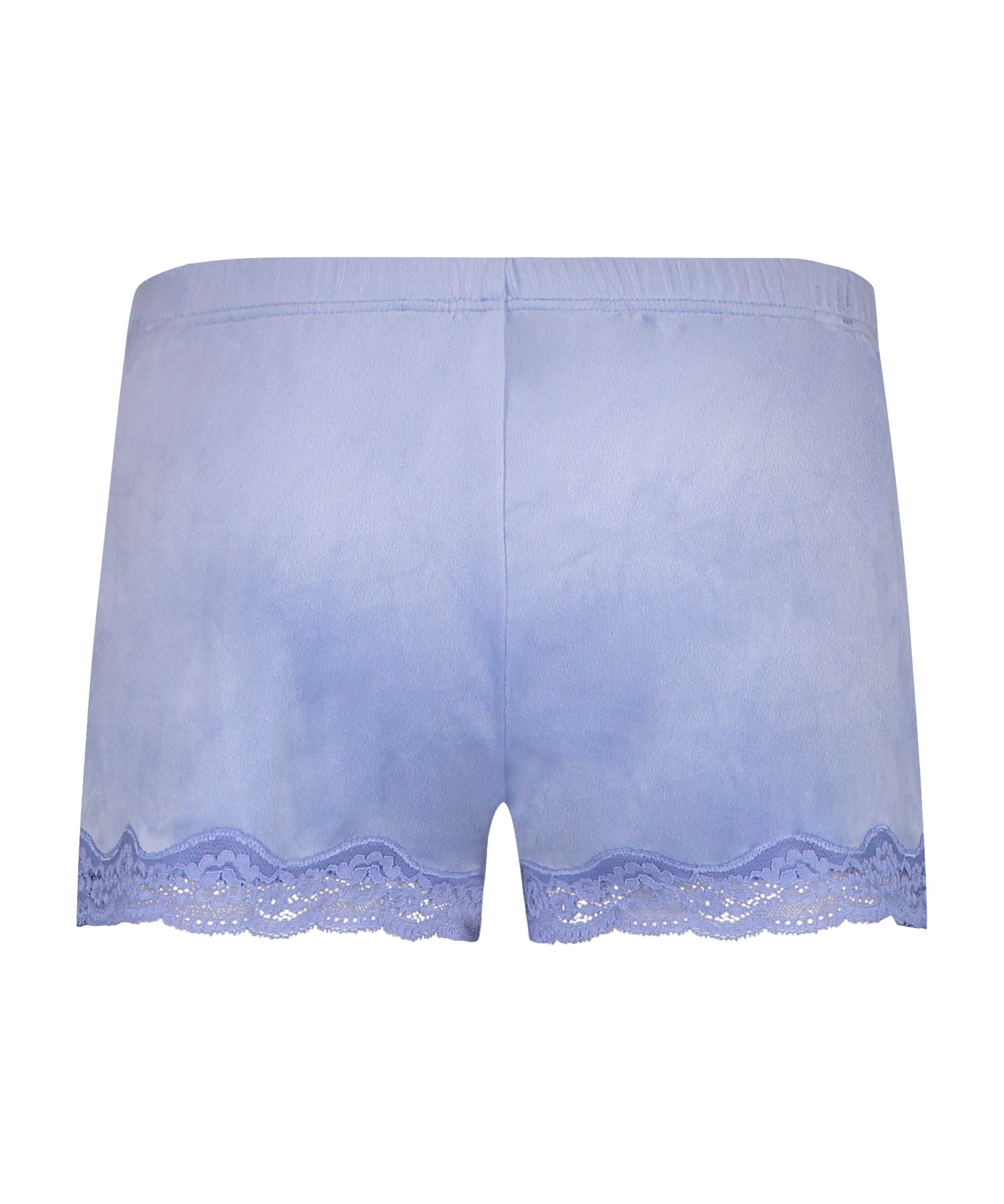 Shorts aus Velours mit Spitze, Blau, main