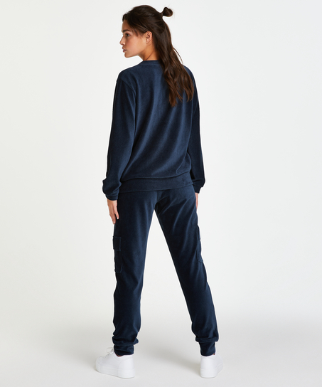 Top velours manches longues, Bleu