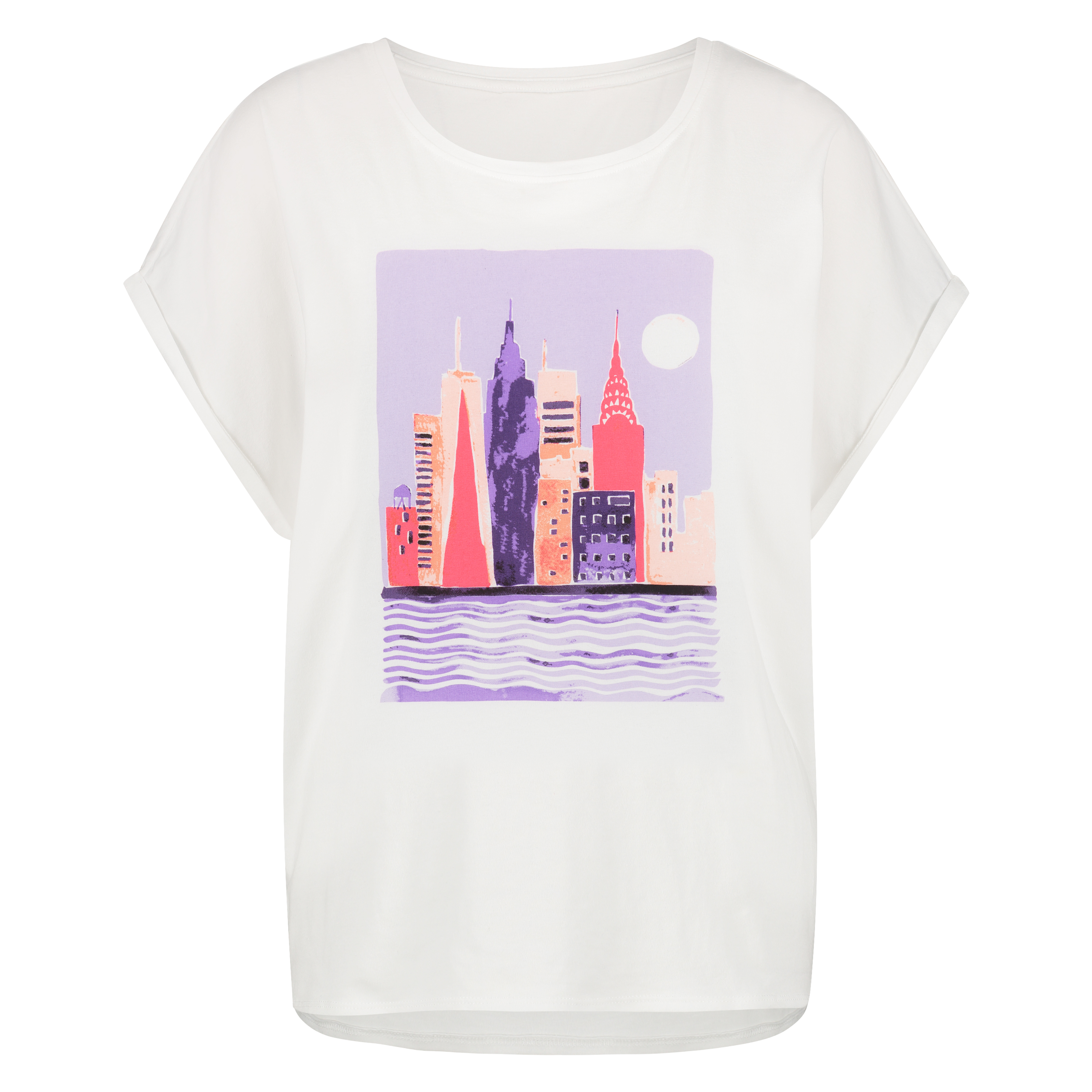 Haut de pyjama à manches courtes, Blanc, main