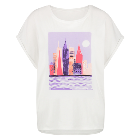 Haut de pyjama à manches courtes, Blanc