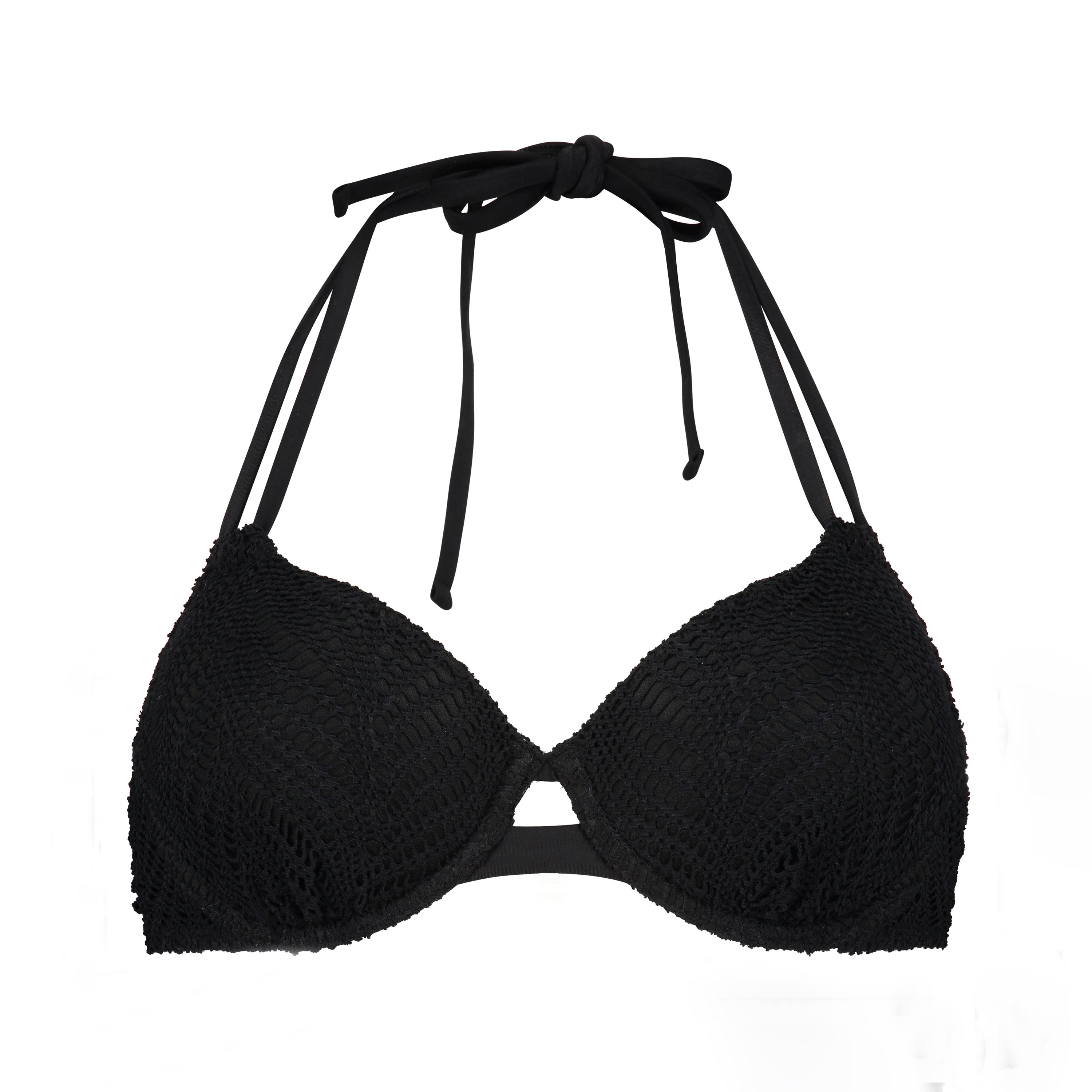 Crochet Bikini Top, Noir, main