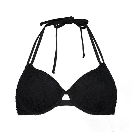 Crochet Bikini Top, Noir