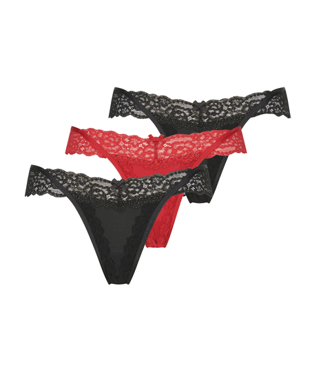 3er-Pack String Willow, Schwarz