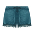 Shorts aus Velours mit Spitze, Blau