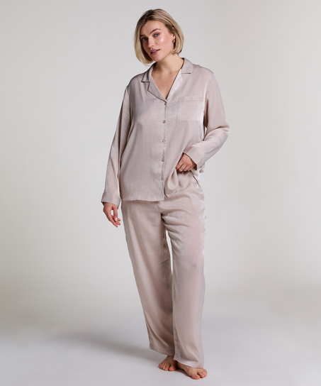 Langarmjacke Satin, Beige