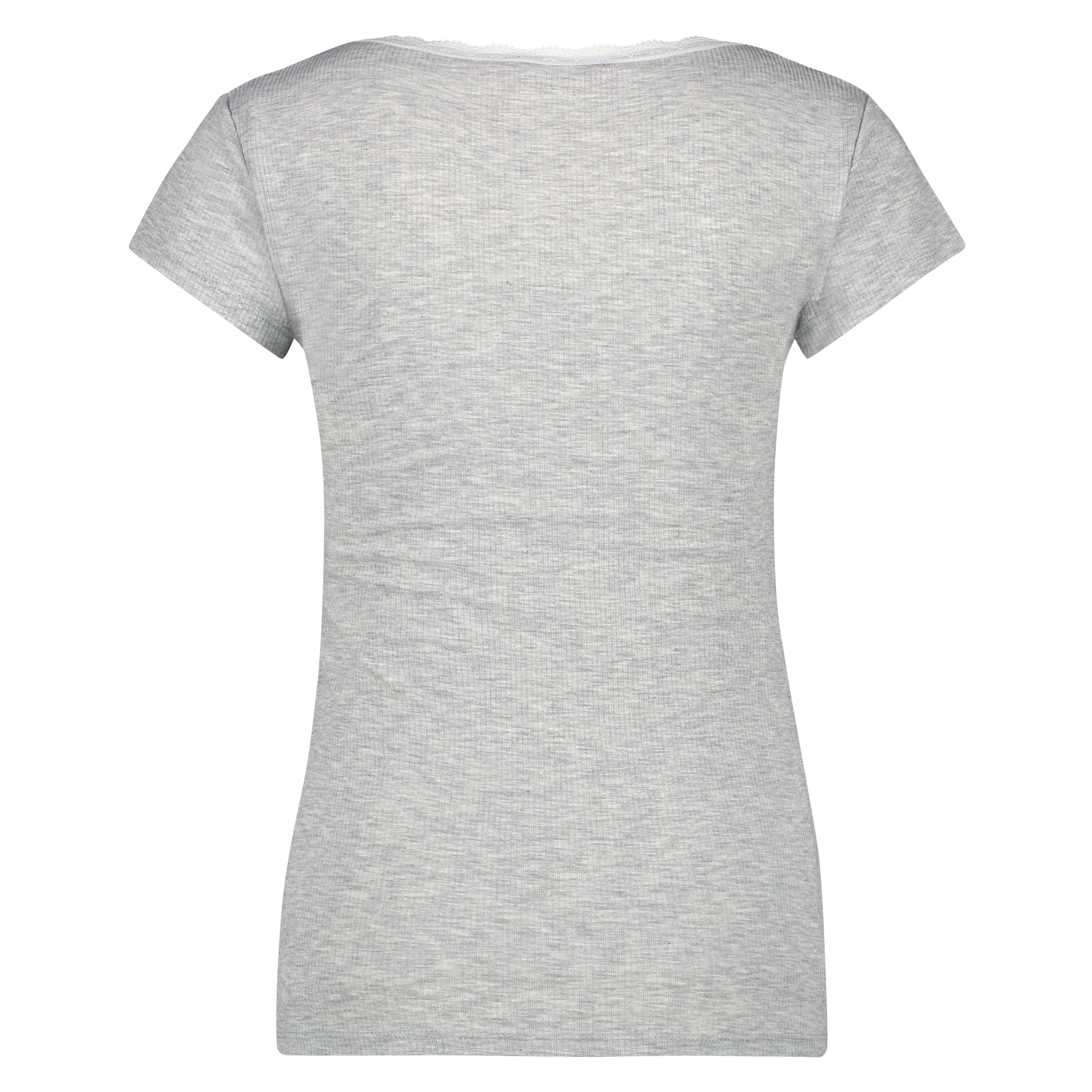 Kurzarm-Top, Rib V-Neck, Grau, main